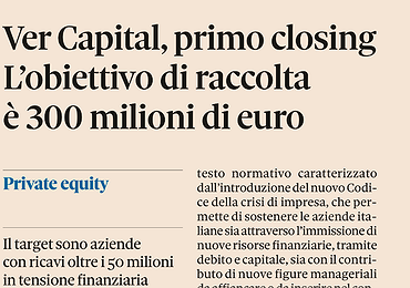 Ver Capital: primo closing.